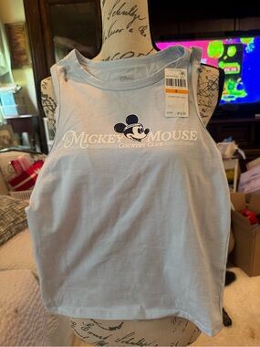 Disney Light Blue Mickey Mouse Country Club Tank Top small nwt